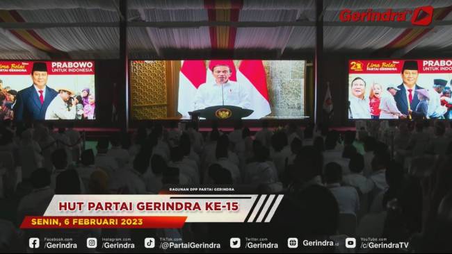 Hadiri HUT Gerindra, Jokowi Sebut Elektabilitas Prabowo Berpotensi Jadi yang Tertinggi