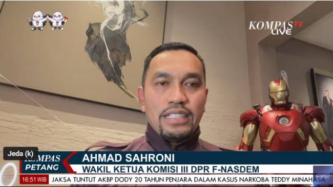 Politikus NasDem Ahmad Sahroni: Pilpres Satu Putaran Itu Mustahil