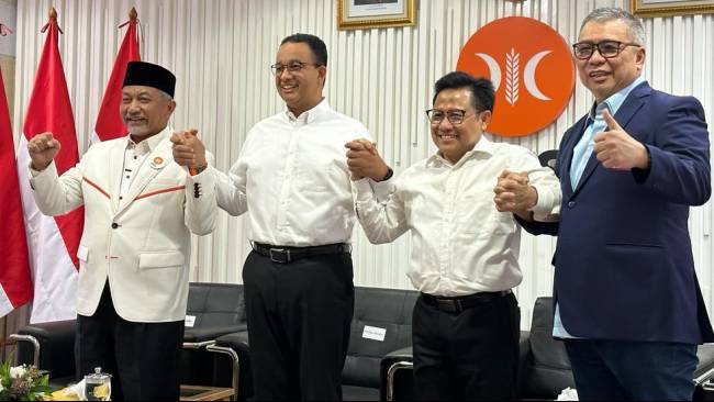 Anies-Cak Imin Bersama Elite NasDem dan PKB Sambangi Markas PKS