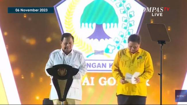 Beri Sambutan di HUT Golkar, Prabowo Berterima Kasih pada Jokowi yang Mengalahkannya di Dua Pilpres