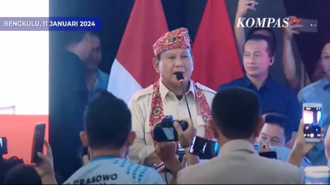 Kampanye di Bengkulu Prabowo Ungkit lagi Penilaian 11/100 dari Anies, Dapat Masukan Bicara Sopan