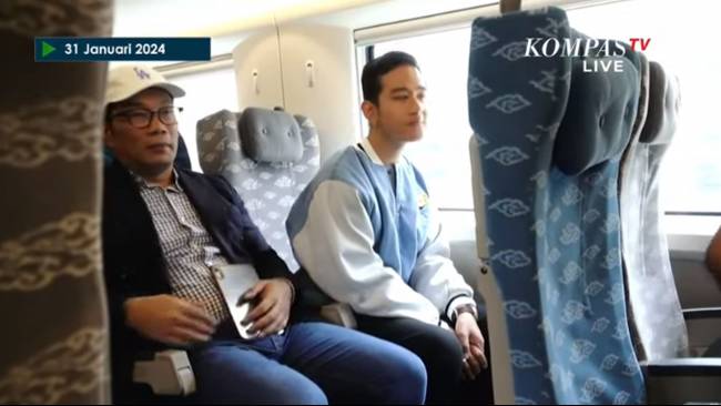 Kenakan Jaket Bertulis "KITC Anjing Keren", Gibran Naik Whoosh Bareng Ridwan Kamil