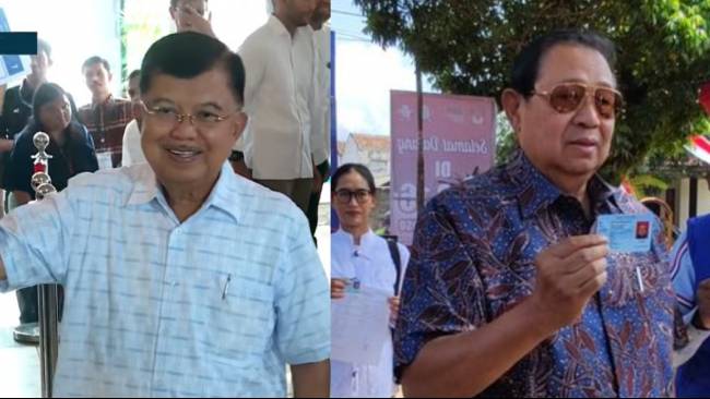 Momen SBY Nyoblos di Pacitan, dan Jusuf Kalla Pamer Jari Telunjuk Biru di Jakarta