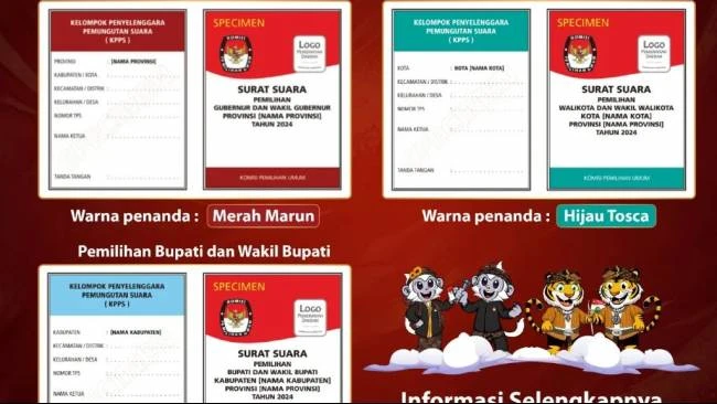 7 Hari Lagi Pilkada 2024, Kenali Warna Kertas Surat Suara Gubernur, Bupati, dan Wali Kota