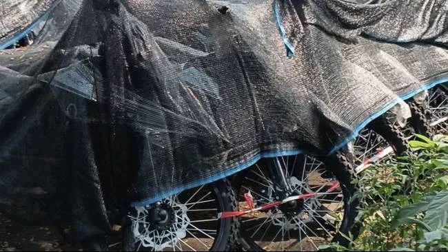 Ribuan unit sepeda motor listrik milik Badan Gizi Nasional (BGN) tampak disegel di sebuah gudang penyimpanan di kawasan industri Sentul, Kabupaten Bogor, Jawa Barat, Kamis (18/6/2026).