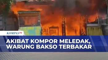 Kompor Meledak Sebabkan Warung Bakso Terbakar, Water Cannon Polisi Dikerahkan Padamkan Api