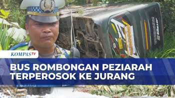 Diduga Rem Blong, Bus Peziarah Asal Lampung Terperosok Ke Jurang Di Jalur Kudus-Pati
