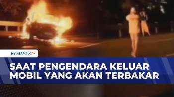 Mobil Terbakar Usai Kecelakaan di Tol Jagorawi, ini Momen Penumpang Berusaha Selamatkan Diri