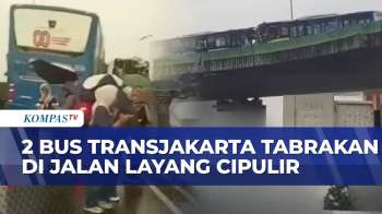 2 Bus Transjakarta Tabrakan Di Jalan Layang  Cipulir, Penumpang Luka Dan Perjalanan Terganggu