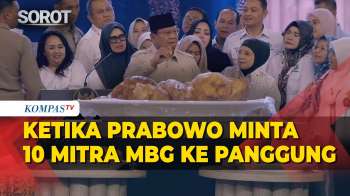 Ketika Prabowo Minta 10 Mitra MBG Naik Ke Panggung, Tunjukkan Contoh Potongan Ayam Goreng!