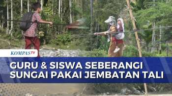 Tak Ada Akses Lain! Guru dan Siswa di Aceh Barat Terpaksa Seberangi Sungai dengan Seutas Tali