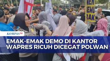 Emak-Emak dan Polwan Saling Dorong di Depan Kantor Wapres, Massa Tuntut Gibran Tunjukkan Ijazah