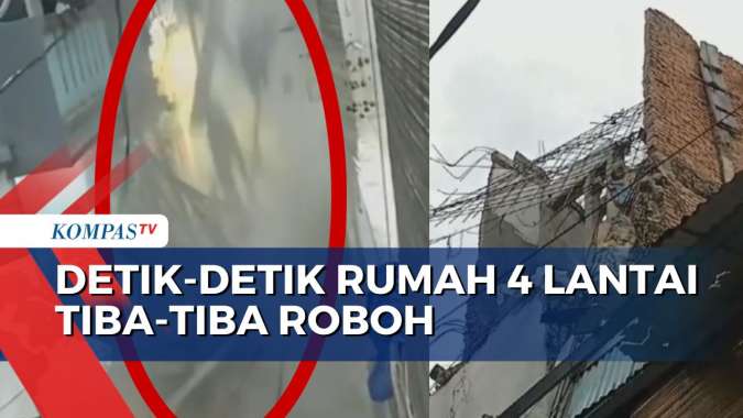 Detik-Detik Rumah 4 Lantai Yang Sedang Dibangun Mendadak Roboh saat Hujan