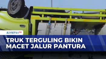 Truk Muatan Bata Hebel Terguling Di Pantura Subang, Polisi Terapkan Contraflow | SAPA MALAM