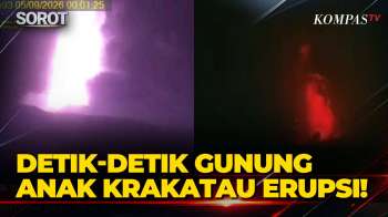 Gunung Anak Krakatau Erupsi! Keluarkan Lava Air Mancur & Gemuruh