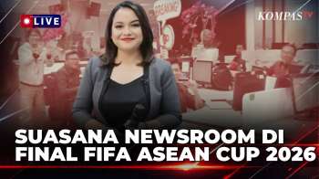 Suasana Newsroom KompasTV saat Pertandingan Timnas Indonesia Vs Thailand