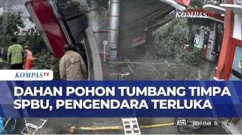 CCTV Rekam Detik-Detik Pohon Tumbang Menimpa SPBU, 3 Pengendara Motor Luka-Luka | BERUT