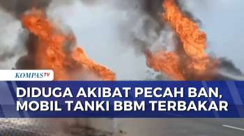 Mobil Tanki BBM Hangus Terbakar Di Tol Cisumdawu, Diduga Akibat Pecah Ban!