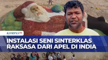 Unik! Seniman India Buat Patung Sinterklas Raksasa Dari Pasir Dan 1,5 Ton Apel