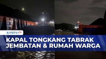 Kapal Tongkang Muatan Batubara Tabrak Jembatan Dan Rumah Warga | KOMPAS MALAM