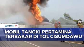 Mobil Tangki BBM Pertamina Terbakar Di Tol Cisumdawu, Arus Lalu Lintas Sempat Tersendat