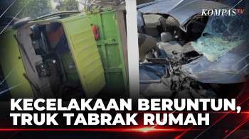 Kecelakaan Beruntun di Magelang, Dump Truck Terguling Tabrak Rumah, 6 Penumpang Minibus Luka | BERUT