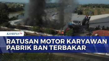 Pantauan Udara Kebakaran Area Parkir Pabrik Ban Di Purworejo, Ratusan Motor Karyawan Terbakar