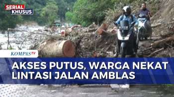 Warga Nekat Lewati Jalan Amblas Malibo Anai Di Sumbar Meski Berbahaya | BERUT