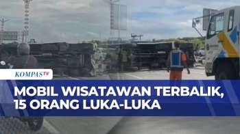 Mobil Wisatawan Asing Asal Tiongkok Terguling Di Tol Bali Mandara, 15 Orang Luka-Luka | BERUT