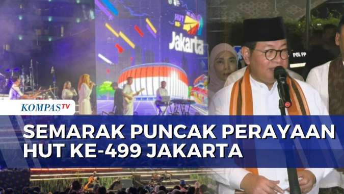 Bundaran HI Dipadati Warga saat Malam Puncak HUT ke-499 Jakarta