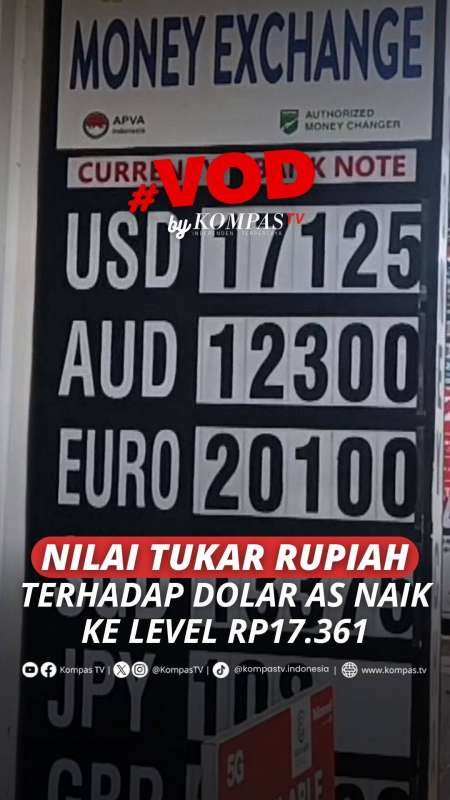 NILAI TUKAR RUPIAH TERHADAP DOLAR AS NAIK KE LEVEL RP17.361