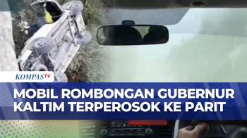 Mobil Rombongan Gubernur Kaltim Terperosok Ke Parit Saat Kunjungan Ke Mahakam Ulu | KOMPAS MALAM