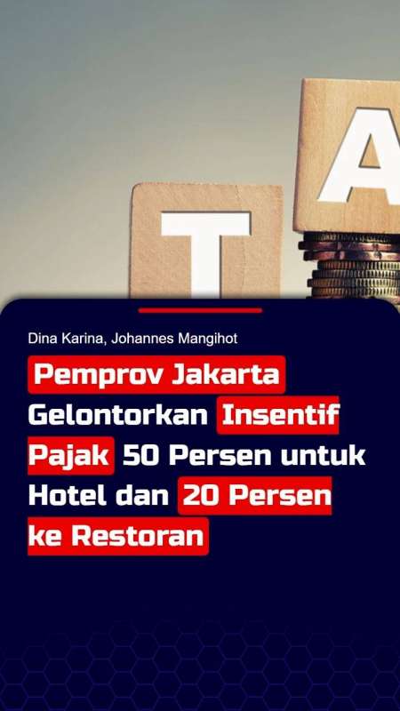 Pemprov Jakarta Gelontorkan Insentif Pajak 50 Persen untuk Hotel dan 20 Persen ke Restoran