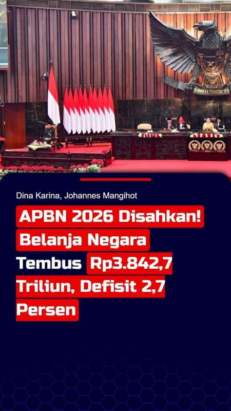 APBN 2026 Disahkan! Belanja Negara Tembus Rp3.842,7 Triliun, Defisit 2,7 Persen