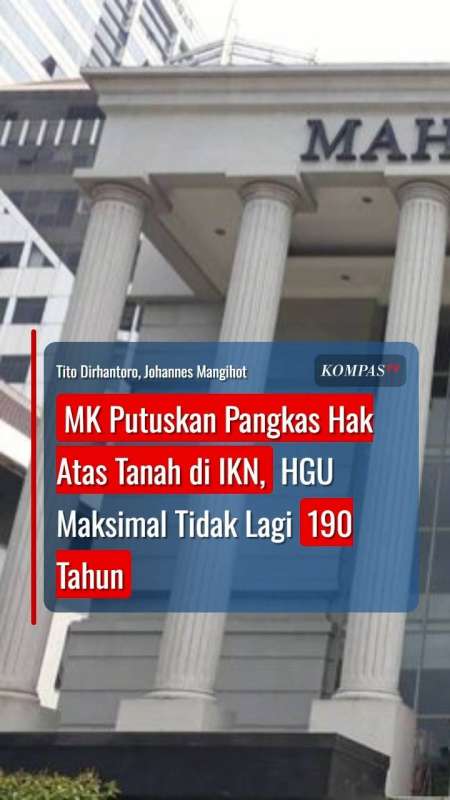 MK Putuskan Pangkas Hak Atas Tanah Di IKN, HGU Maksimal Tidak Lagi 190 Tahun