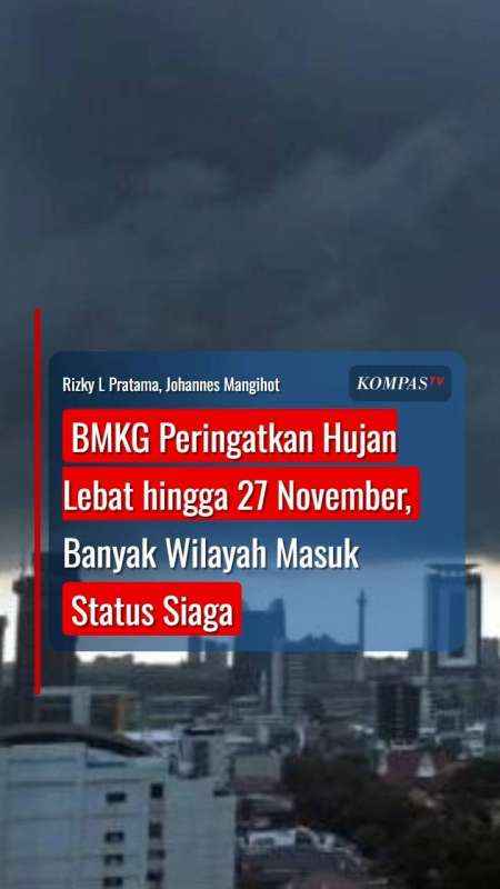 BMKG Peringatkan Hujan Lebat Hingga 27 November, Banyak Wilayah Masuk Status Siaga