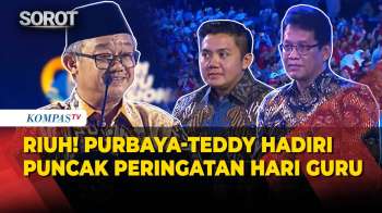 Riuh! Menkeu Purbaya–Seskab Teddy Saat Disapa Mendikdasmen Hadiri Peringatan Hari Guru Nasional