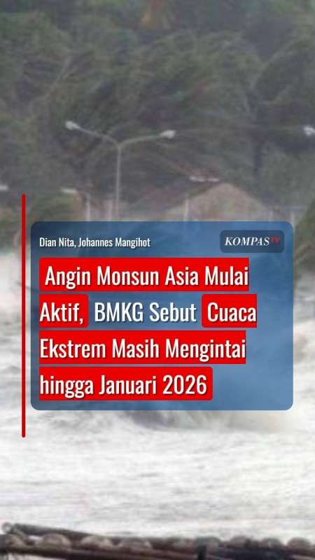 Angin Monsun Asia Mulai Aktif, BMKG Sebut Cuaca Ekstrem Masih Mengintai Hingga Awal 2026