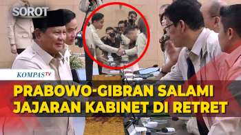 Momen Prabowo-Gibran Salami Menkeu Purbaya-Raffi Ahmad Saat Retret Kabinet Di Hambalang