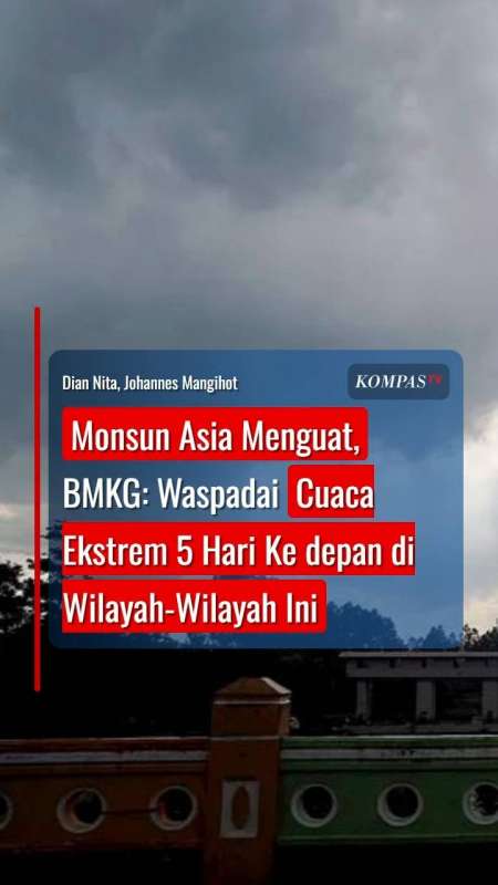 Monsun Asia Menguat, BMKG: Waspadai Cuaca Ekstrem 5 Hari Ke depan di Wilayah-Wilayah Ini