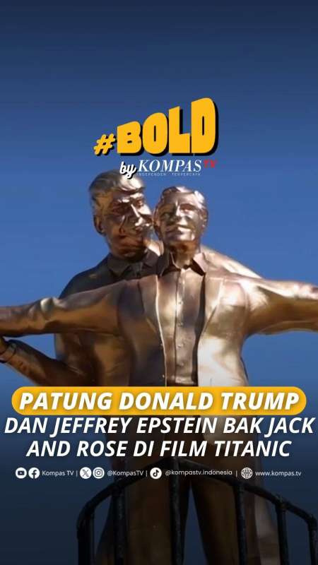 PATUNG DONALD TRUMP DAN JEFREY EPSTEIN BAK JACK AND ROSE DI FILM TITANIC