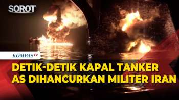 Detik-Detik Kapal Tanker Minyak AS Terbakar Diserang Militer Iran Di Perairan Teluk