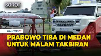 Detik-Detik Prabowo Tiba di Medan untuk Malam Takbiran Bersama Warga