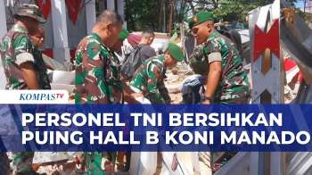 Personel TNI Bantu Bersihkan Puing Hall B Koni Manado Akibat Dampak Gempa | SAPA SIANG