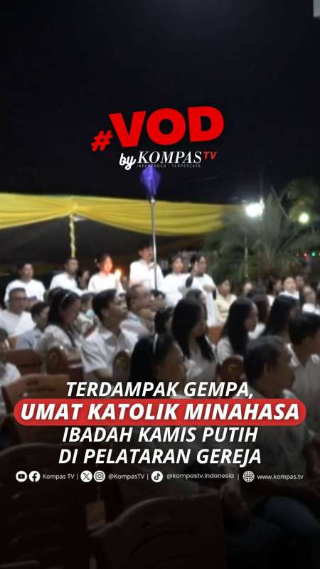TERDAMPAK GEMPA, UMAT KATOLIK MINAHASA IBADAH KAMIS PUTIH DI PELATARAN GEREJA