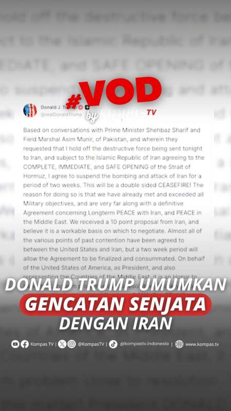 DONALD TRUMP UMUMKAN GENCATAN SENJATA DENGAN IRAN