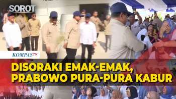 Buat Tawa! Prabowo Pura-Pura Kabur Kala Disoraki Emak-Emak Resmikan Kampung Nelayan Di Gorontalo