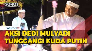 Dedi Mulyadi Tunggangi Kuda Putih, Kawal Mahkota Binokasih Saat Kirab Di Bandung