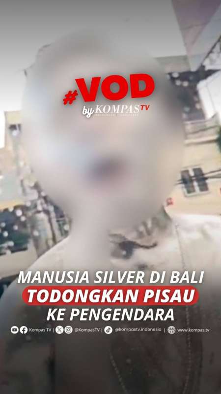 MANUSIA SILVER DI BALI TODONGKAN PISAU KE PENGENDARA