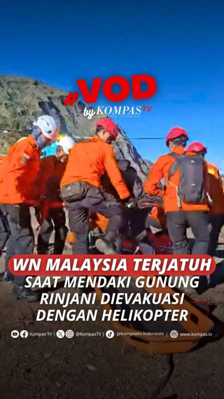WN Malaysia Terjatuh Saat Mendaki Gunung Rinjani Dievakuasi Dengan Helikopter